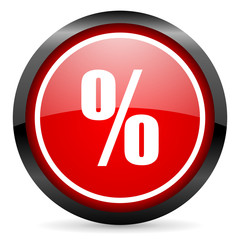 percent round red glossy icon on white background