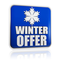 winter offer blue banner with snowflake symbol