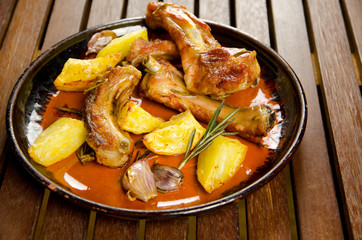 Pork ribs with baked potatoes