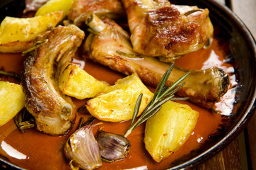 Pork ribs with baked potatoes