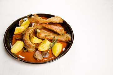Pork ribs with baked potatoes