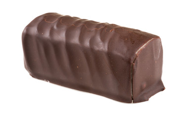 Broken Cottage cheese rod with chocolate isolated on white