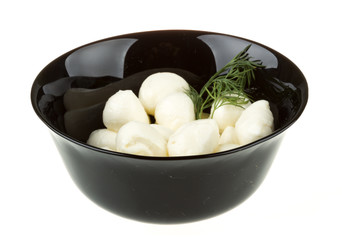 photo of delicious small mozzarella cherries