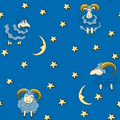 Poster Naadloos patroon met schapen voor goede dromen © spring_nymph