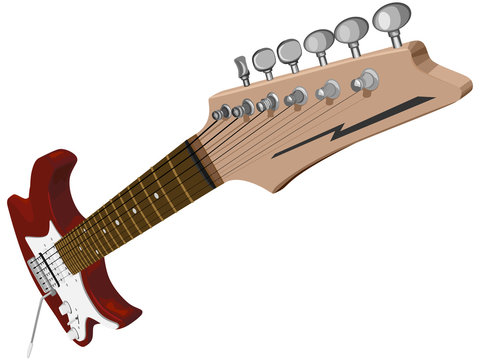 Horizontal illustration with red electric guitar.