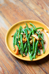 Green beans, apricot and nut salad