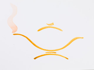 hand drawn watercolor illustration of aladdin's lamp - 47089436
