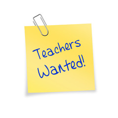 Notizzettel gelb mit Büroklammer - Teachers Wanted!