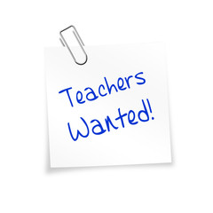 Notizzettel weiß mit Büroklammer - Teachers Wanted!