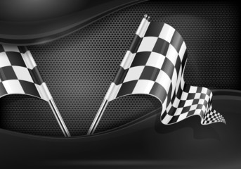 Checkered flags on mash background