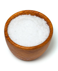 Fototapeta na wymiar sea salt in wooden bowl