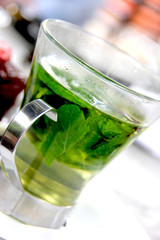 Mint tea in Glass Mug