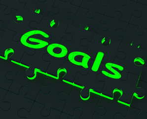 Goals Puzzle Showing Aspirations And Objectives