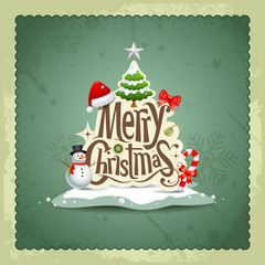 Merry Christmas vintage design background, vector