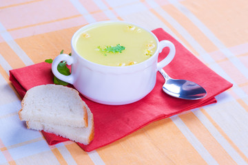 Cheese soup served