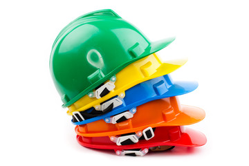 colorful builder safety hardhats