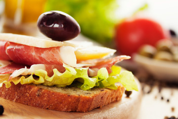 Prosciutto and cheese sandwich