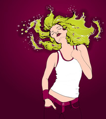 Lady with hair made of splashes
