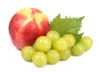 peach with grapes