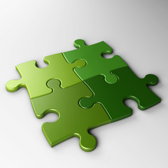 four puzzle pieces with clipping path