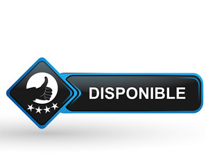 disponible sur bouton web carré design bleu