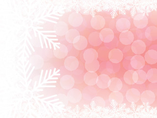 pink bokeh background with snowflakes border vector illustration