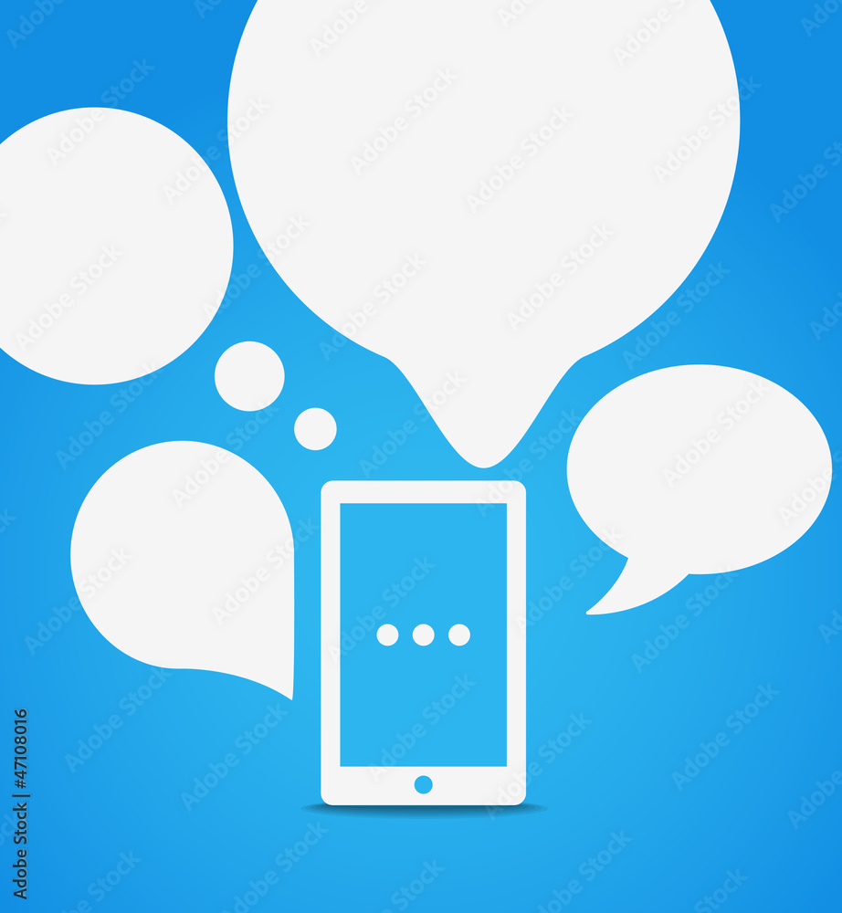 Aufkleber modern mobile phone with group of speech clouds