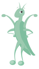 Funny Cartoon Grasshopper isolated on white background