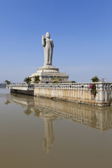 Fototapeta na wymiar Gautam Buddha in the middle of a lake, Hyderabad