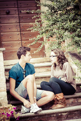 young couple having fun in the park