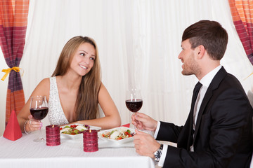 Loving couple enjoying a romantic meal