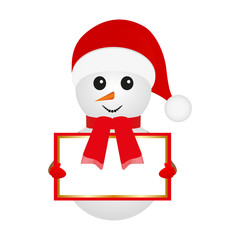 snowman with banners in their hands