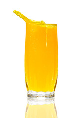 orange juice splash isolated on white