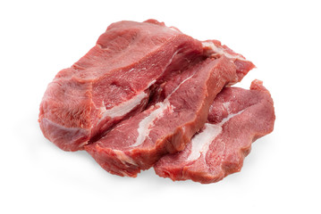 Raw meat on a white background