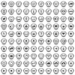100 Vektor Buttons Icon Set Silber