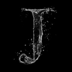Fototapeta na wymiar Water splashes letter isolated on black background