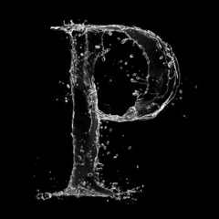 Fototapeta na wymiar Water splashes letter isolated on black background
