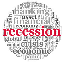 Recession concept on white