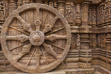 Fototapeta na wymiar Chariot Wheel, Konark Sun Temple, Orissa.