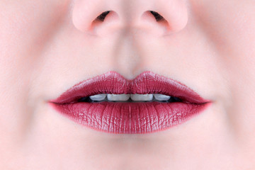 Sensual mouth.Red lipstick