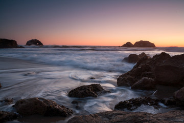 Sunset above Pacific Sea from the Ocean Beach in San Francisco