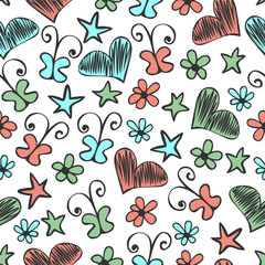 Seamless pattern with beautiful flowers