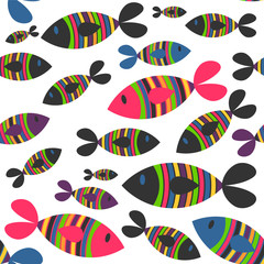 Seamless pattern with colorful fish