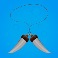 Spell amulet two teeth with rope magic