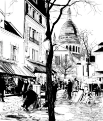 Crédence de cuisine en verre imprimé Art Studio Montmartre en hiver