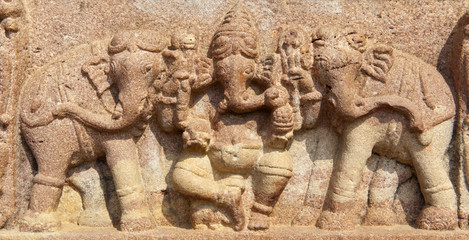 Fototapeta na wymiar Ganesh rze¼ba, Palampet Ramappa Temple