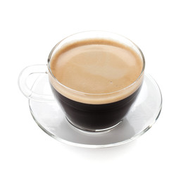 Espresso coffee in glass cup