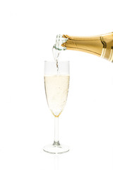 Champagne pouring into the glass