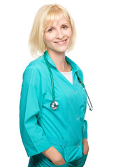 Portrait of a woman wearing doctor uniform