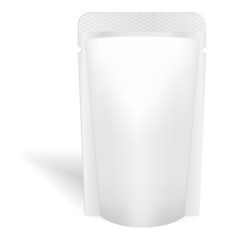 Blank white bag packaging for liquids, drink or food. Vector